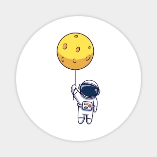 Astronaut Floating With Moon Balloon Magnet